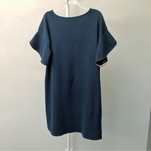 AMARYLLIS Navy Oversized Relaxed Fit Scoop Neck Tunic Midi Dress. Medium - Picture 4 of 13